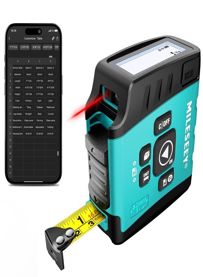 MiLESEEY DT20 Laser Tape Measure with APP, 3-in-1 Digital Measuring Tape Rechargeable, 130FT Laser Distance Meter, 16FT Digital Tape Measure Waterproof, Area/Volume/Measuring/Pythagorean Mode - Image 1